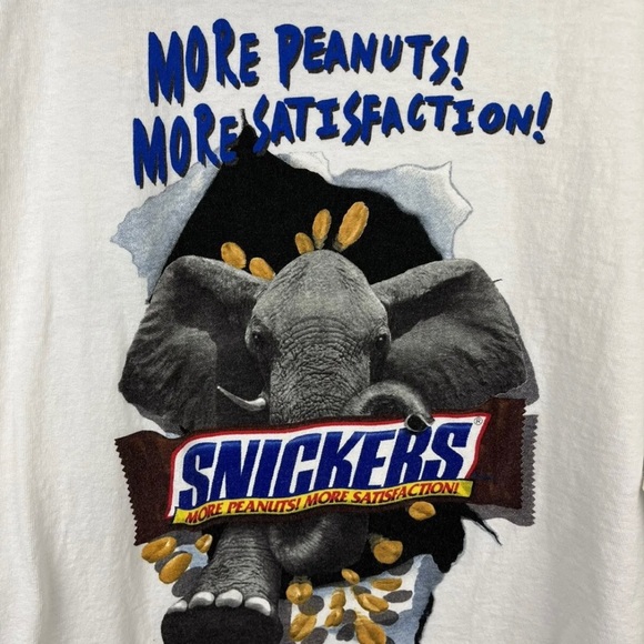 Vintage Snickers Promo Candy TShirt XL Elephant More Peanuts More Satisfaction - Picture 11 of 13